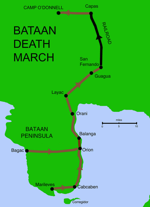 Bataan Death March, Philippines WWII, Bataan Map