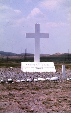 The "Sack of Cement Cross" marks the spot of a WWII American POW mass gravesite